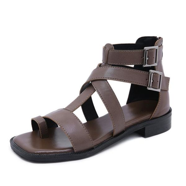 summer ring toe female rome sandals zipper straps pu leather party vintage footwear rubber soles low heel women shoes, Black
summer ring toe female rome sandals zipper straps pu leather party vintage footwear rubber soles low heel women shoes, Black