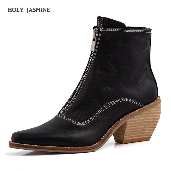 boots leather women genuine pointed toe mid heel ankle thick square slip on western cowboy 2021, Black
boots leather women genuine pointed toe mid heel ankle thick square slip on western cowboy 2021, Black