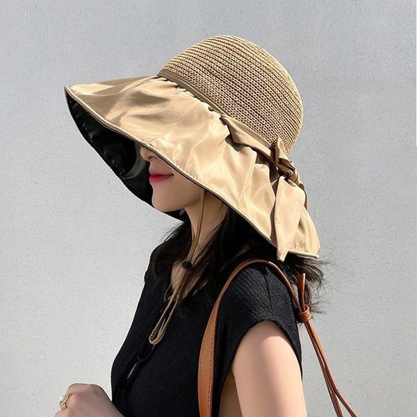 wide brim hats summer straw sun for women hat girls panama beach floppy female travel folding chapeu with bog bow, Blue;gray
wide brim hats summer straw sun for women hat girls panama beach floppy female travel folding chapeu with bog bow, Blue;gray