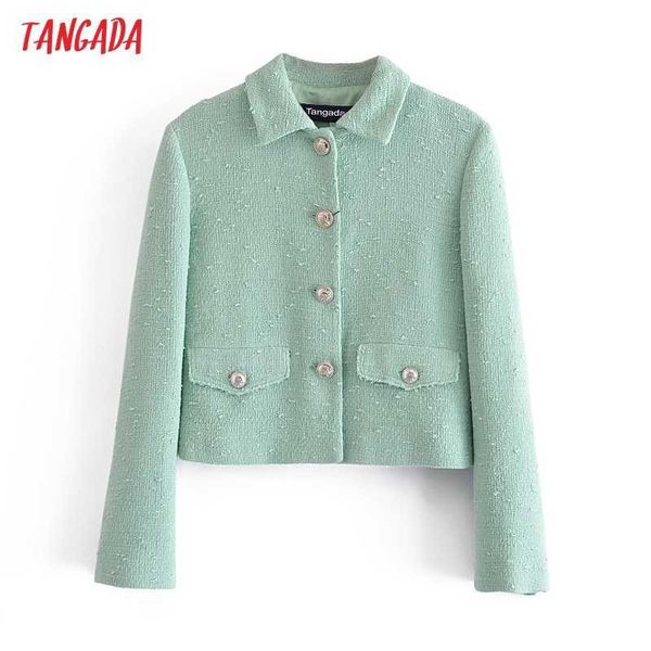 tangada women green tweed blazer coat vintage pocket fashion female casual chic short style outwear 3h342 210609, White;black
tangada women green tweed blazer coat vintage pocket fashion female casual chic short style outwear 3h342 210609, White;black