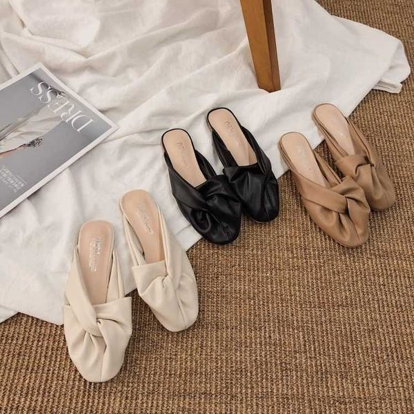 2021g net red summer external wearing sandals and baotou slippers wrinkled flat bottomed half tow women's round head muller shoes, Black
2021g net red summer external wearing sandals and baotou slippers wrinkled flat bottomed half tow women's round head muller shoes, Black