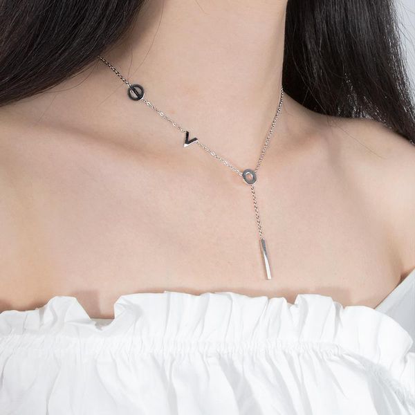 chokers titanium steel love letter pendant neck chain korean net red short jewelry clavicle simple temperament necklace women, Golden;silver
chokers titanium steel love letter pendant neck chain korean net red short jewelry clavicle simple temperament necklace women, Golden;silver