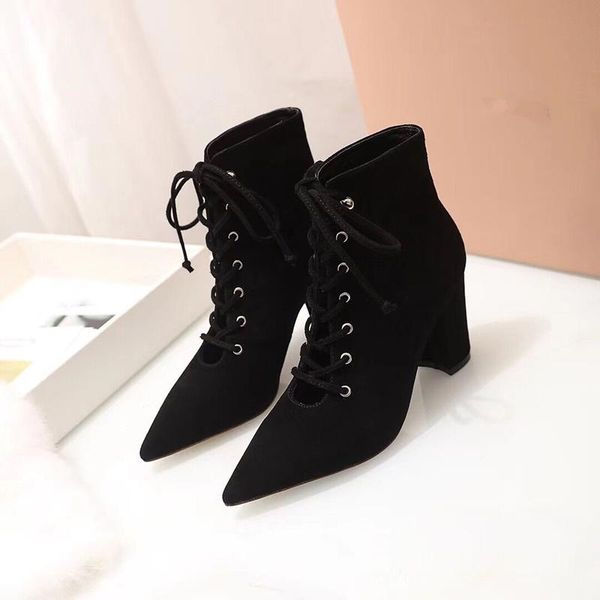 boots pointed toe high heels women lace up flock square heel ankle boot party lady dress shoes fishion 2021, Black
boots pointed toe high heels women lace up flock square heel ankle boot party lady dress shoes fishion 2021, Black