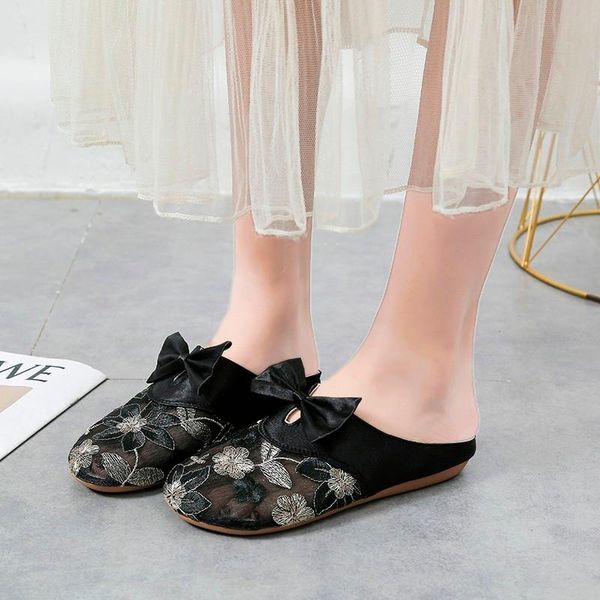 slippers casual baotou women's fashion simple embroidered shoe upper bow decoration sweet small fresh, Black
slippers casual baotou women's fashion simple embroidered shoe upper bow decoration sweet small fresh, Black