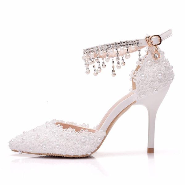 sandals wome wedding white lace flower wristband bridal shoes pointed toe thin heels ankle strap sandals, Black
sandals wome wedding white lace flower wristband bridal shoes pointed toe thin heels ankle strap sandals, Black
