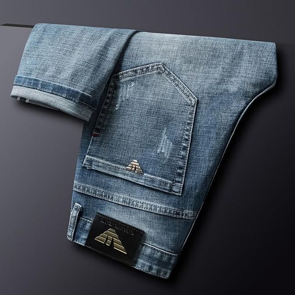 men autumn winter cotton jeans slim elastic italy eagle brand fashion business trousers classic style denim pants male men's, Blue
men autumn winter cotton jeans slim elastic italy eagle brand fashion business trousers classic style denim pants male men's, Blue