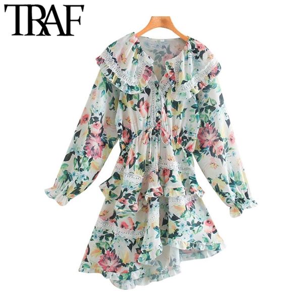 women chic fashion with lace floral print asymmetrical mini dress vintage long sleeve drawstring female dresses 210507, Black;gray
women chic fashion with lace floral print asymmetrical mini dress vintage long sleeve drawstring female dresses 210507, Black;gray