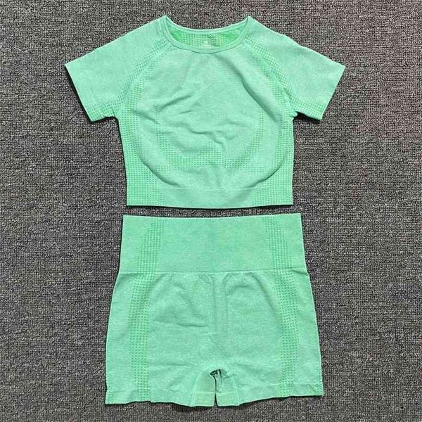 12 colors vital seamless yoga set fitness short sleeve crop shirts + running shorts workout clothes women gym 210802, Gray
12 colors vital seamless yoga set fitness short sleeve crop shirts + running shorts workout clothes women gym 210802, Gray