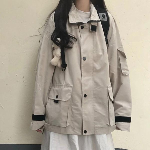 women's trench coats 2021japanese winter ulzzang punk fashion solid color long-sleeved jacket ins vintage chic harajuku, Tan;black
women's trench coats 2021japanese winter ulzzang punk fashion solid color long-sleeved jacket ins vintage chic harajuku, Tan;black