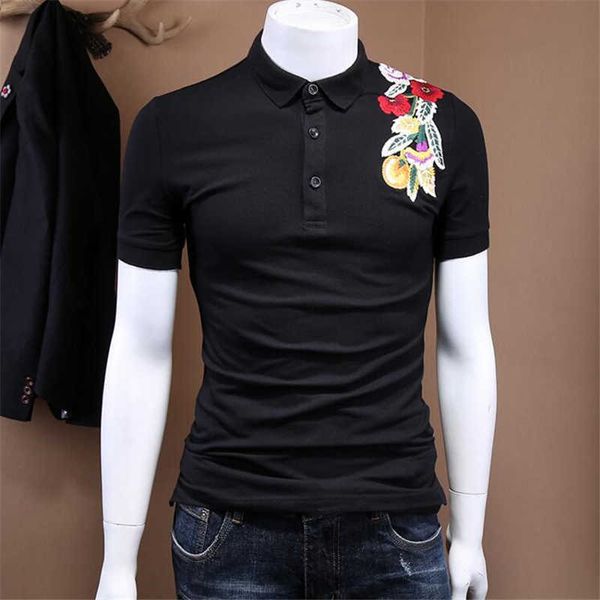 men's polos summer male with sleeves exquisite short flowers embroidered youth lapels half sleeve shirt fxyy, White;black
men's polos summer male with sleeves exquisite short flowers embroidered youth lapels half sleeve shirt fxyy, White;black