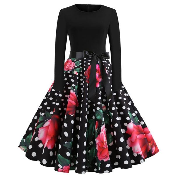 casual dresses 2021 floral print women vintage dress spring autumn round neck long sleeve swing party vestidos robe, Black;gray
casual dresses 2021 floral print women vintage dress spring autumn round neck long sleeve swing party vestidos robe, Black;gray