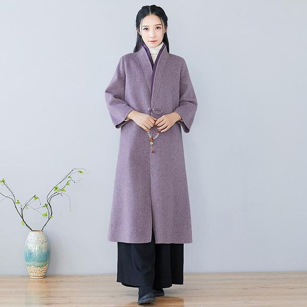 women's wool & blends ziyan chinese style woolen overcoat improved tea dress literature and art retro handmade clasp, Black
women's wool & blends ziyan chinese style woolen overcoat improved tea dress literature and art retro handmade clasp, Black
