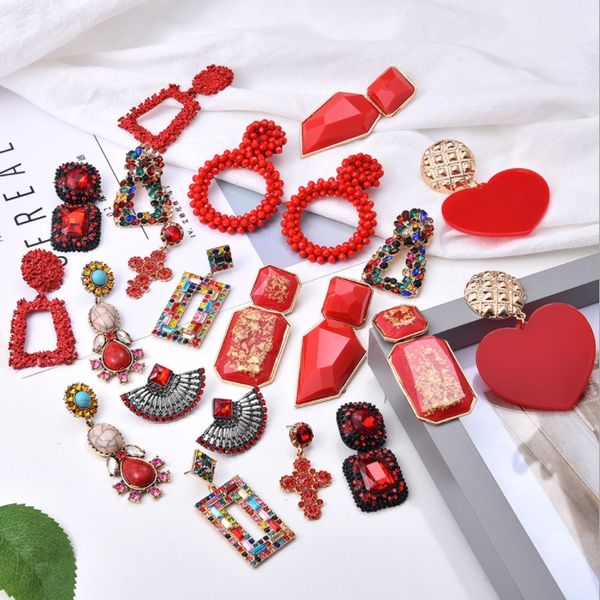 european and american big-name exaggerated earrings trend temperament personality atmosphere earrings retro red pendant fast shipping mixed, Silver
european and american big-name exaggerated earrings trend temperament personality atmosphere earrings retro red pendant fast shipping mixed, Silver