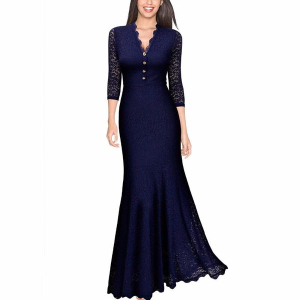 women's retro v neck floral 2/3 sleeve wedding party maxi dress long evening lace dresses casual, Black;gray
women's retro v neck floral 2/3 sleeve wedding party maxi dress long evening lace dresses casual, Black;gray