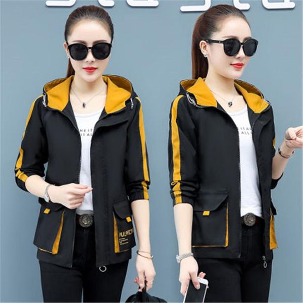 women's jackets casual hooded short women 2021 spring autumn coats plus size jacket girls double-sided baseball uniforms outerwear b177, Black;brown
women's jackets casual hooded short women 2021 spring autumn coats plus size jacket girls double-sided baseball uniforms outerwear b177, Black;brown