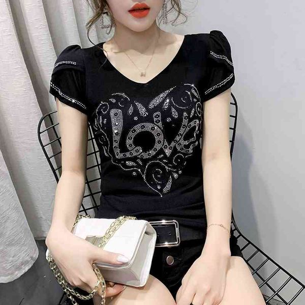 women's t-shirt summer fashion korean clothes v-neck diamonds love t-shirt women ropa mujer back bottoming shirt tees t0, White
women's t-shirt summer fashion korean clothes v-neck diamonds love t-shirt women ropa mujer back bottoming shirt tees t0, White