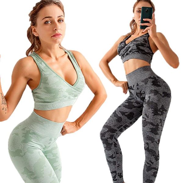 camo camouflage seamless yoga set sports clothing fitness outfit sportswear leggings woman gym suit for women