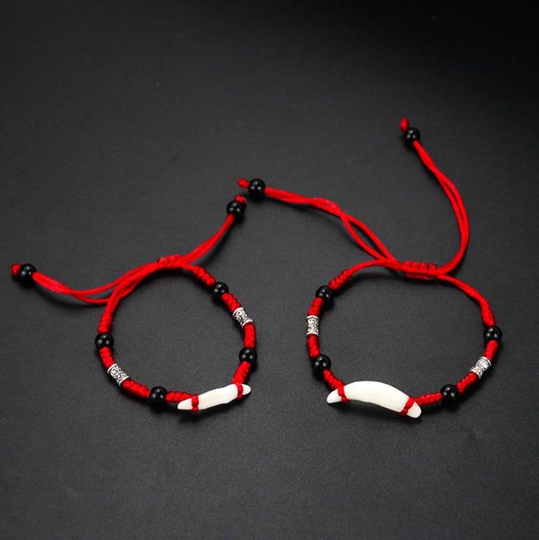 link, chain natural dog tooth bracelet teeth fang adjustable rope weave anklet wristband dangle couple handmade woman man lover jeweary gift, Black
link, chain natural dog tooth bracelet teeth fang adjustable rope weave anklet wristband dangle couple handmade woman man lover jeweary gift, Black