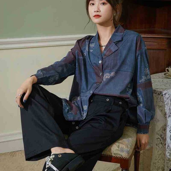 women's two piece pants vintage button up collar shirt womem floral print lapel blue long sleeve and blouses fall fashio om7p, White
women's two piece pants vintage button up collar shirt womem floral print lapel blue long sleeve and blouses fall fashio om7p, White