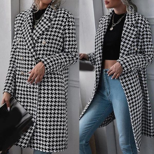 women's wool & blends women autumn winter plaid casual houndstooth jacket woolen long sleeves loose coat outerwear fashion oversized cl, Black
women's wool & blends women autumn winter plaid casual houndstooth jacket woolen long sleeves loose coat outerwear fashion oversized cl, Black