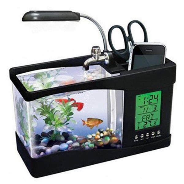 aquariums usb mini aquarium fish tank with led lamp light lcd display clock, calendar, alarm, temperature
aquariums usb mini aquarium fish tank with led lamp light lcd display clock, calendar, alarm, temperature