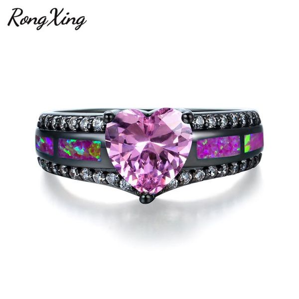 wedding rings rongxing women fashion pink fire opal ring vintage black gold filled heart zircon engagement promise jewelry rb1352, Slivery;golden
wedding rings rongxing women fashion pink fire opal ring vintage black gold filled heart zircon engagement promise jewelry rb1352, Slivery;golden