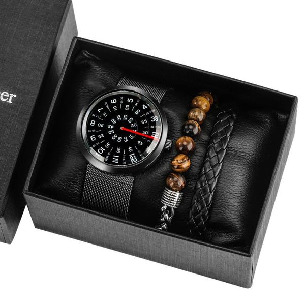 wristwatches numbers turntable men's quartz wrist watch fashion black woven strap bracelets gifts set, Slivery;brown
wristwatches numbers turntable men's quartz wrist watch fashion black woven strap bracelets gifts set, Slivery;brown