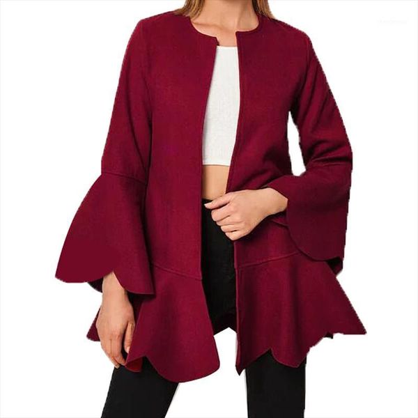 women's wool & blends 2021 autumn winter coats fashion round collar slim shape woolen coat ladies solid flare sleeve elegant outwear o, Black
women's wool & blends 2021 autumn winter coats fashion round collar slim shape woolen coat ladies solid flare sleeve elegant outwear o, Black