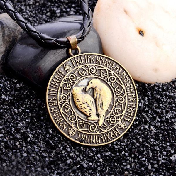 pendant necklaces pirate viking vintage jewelry bird amulet necklace rune round men leather rope chain accessories, Silver
pendant necklaces pirate viking vintage jewelry bird amulet necklace rune round men leather rope chain accessories, Silver