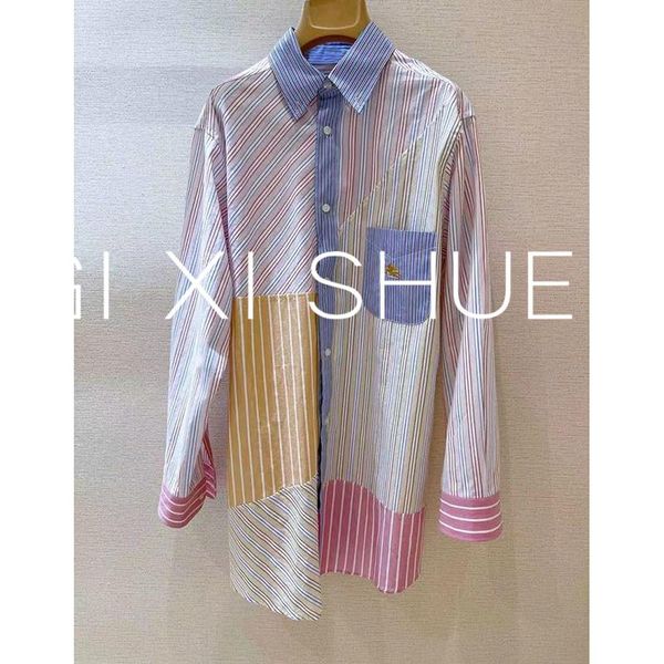 women's blouses & shirts shirt early autumn style color stripe long-sleeved fashion casual loose large size 2021, White
women's blouses & shirts shirt early autumn style color stripe long-sleeved fashion casual loose large size 2021, White