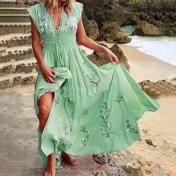 casual dresses v neck tassel boho long dress women elegant floral print maxi party summer sleeveless loose beach vestido, Black;gray
casual dresses v neck tassel boho long dress women elegant floral print maxi party summer sleeveless loose beach vestido, Black;gray