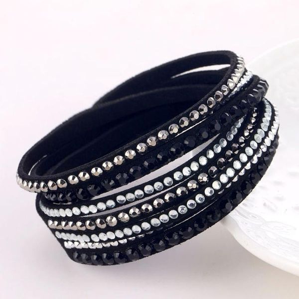 link, chain 9 color punk leather bracelet women charm crystal cuff bracelets wrap multilayer for pulsera mujer party jewelry, Black
link, chain 9 color punk leather bracelet women charm crystal cuff bracelets wrap multilayer for pulsera mujer party jewelry, Black