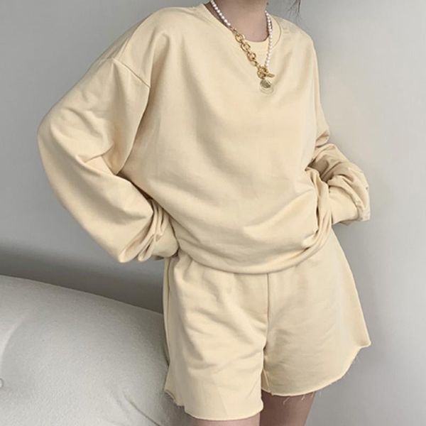 women's tracksuits beige green sweatwear suits suit solid long sleeve o-neck sweatshirt + high waist shorts fashion casual two piece se, Gray
women's tracksuits beige green sweatwear suits suit solid long sleeve o-neck sweatshirt + high waist shorts fashion casual two piece se, Gray
