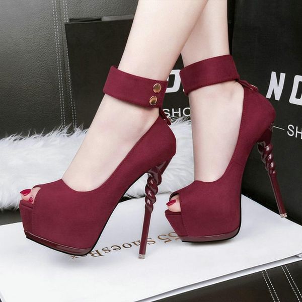 dress shoes woman pumps ankle strap wedding party platform women 14cm high heels suede ladies b64-20, Black
dress shoes woman pumps ankle strap wedding party platform women 14cm high heels suede ladies b64-20, Black