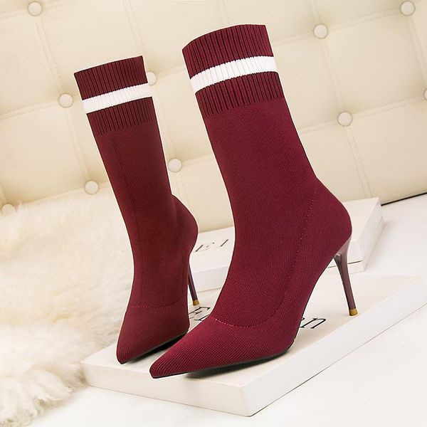 boots high-heeled and thin boots, pointed short heel medium tube women's elastic stockings ankle in, Black
boots high-heeled and thin boots, pointed short heel medium tube women's elastic stockings ankle in, Black