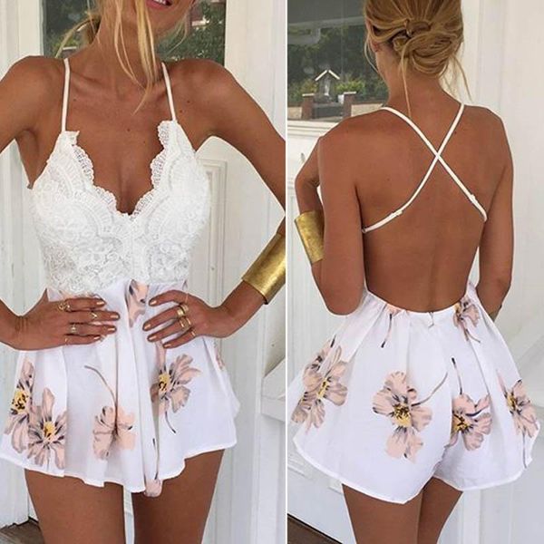 women's jumpsuits & rompers summer women jumpsuit deep v neck sleeveless lace patchwork playsuit backless shorts ser88, Black;white
women's jumpsuits & rompers summer women jumpsuit deep v neck sleeveless lace patchwork playsuit backless shorts ser88, Black;white