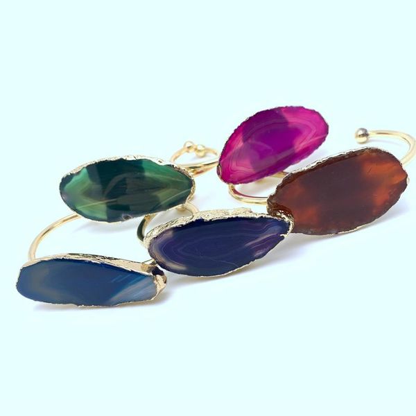 seven colors natural agates orm slab beads open fashion women onyx stone gold bangle bracelet jewelry, Black
seven colors natural agates orm slab beads open fashion women onyx stone gold bangle bracelet jewelry, Black