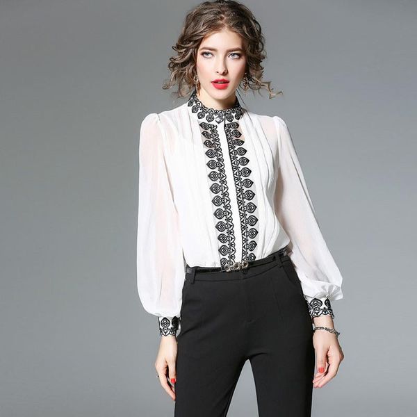 women's blouses & shirts woman spring chiffon blouse ethnic embroidery female solid white gullas inside office lady elegant casual
women's blouses & shirts woman spring chiffon blouse ethnic embroidery female solid white gullas inside office lady elegant casual