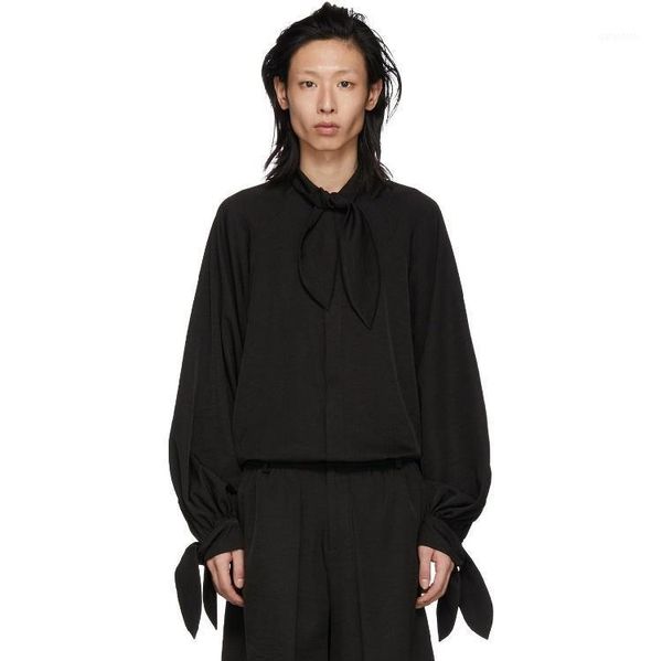 men's casual shirts male costume clothing fashion model show loose bow oversize shirt plus size costumes, White;black
men's casual shirts male costume clothing fashion model show loose bow oversize shirt plus size costumes, White;black