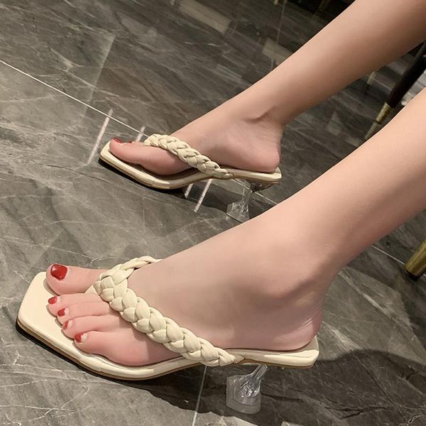 slippers lucyever summer women woven thin high heels shoes sandals beige clip toe strap party woman crystal block slides, Black
slippers lucyever summer women woven thin high heels shoes sandals beige clip toe strap party woman crystal block slides, Black
