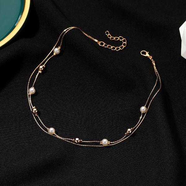 chokers fashion gold white color beads choker necklace for women multilayer simple clavicle chain elegant wedding jewelry, Golden;silver
chokers fashion gold white color beads choker necklace for women multilayer simple clavicle chain elegant wedding jewelry, Golden;silver