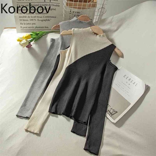 korobov korean half turtleneck jumper vintage long sleeve female sweaters autumn winter hit color off shoulder sueter mujer 210430, White;black 
korobov korean half turtleneck jumper vintage long sleeve female sweaters autumn winter hit color off shoulder sueter mujer 210430, White;black