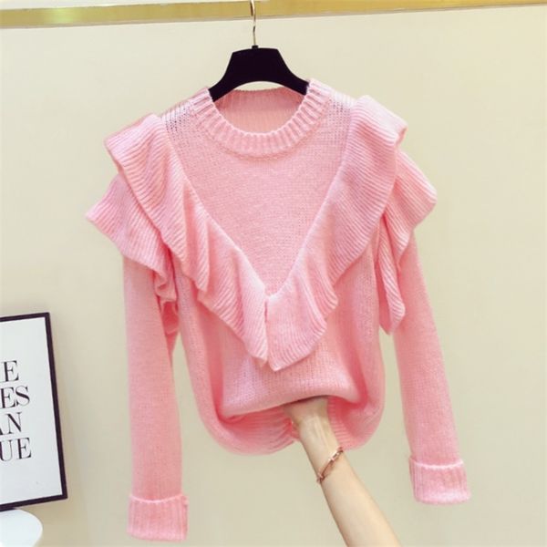 autumn women's o neck long sleeves ruffles sweater knitting ladies pullover sweaters mujer a3898 210519, White;black
autumn women's o neck long sleeves ruffles sweater knitting ladies pullover sweaters mujer a3898 210519, White;black