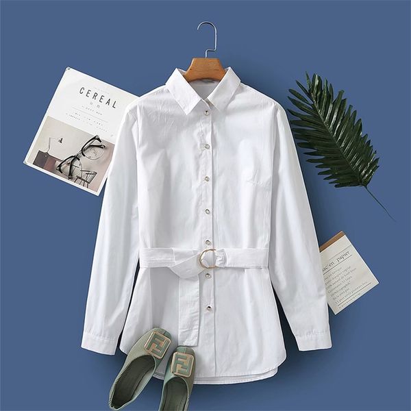 women spring summer shirt with belt thin office fashion lady loose long sleeves outerwear 210422, White
women spring summer shirt with belt thin office fashion lady loose long sleeves outerwear 210422, White