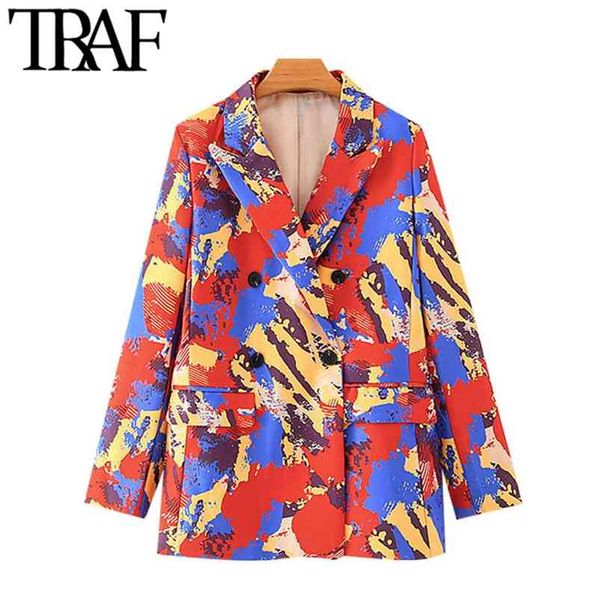 women fashion double breasted graffiti print blazer coat vintage long sleeve pockets female outerwear chic 210507, White;black
women fashion double breasted graffiti print blazer coat vintage long sleeve pockets female outerwear chic 210507, White;black