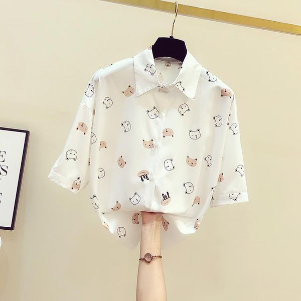 women's blouses & shirts 2021 summer women turn down collar cartoon print shirt blouse short sleeves ladies all-match blouuse blusas a, White
women's blouses & shirts 2021 summer women turn down collar cartoon print shirt blouse short sleeves ladies all-match blouuse blusas a, White