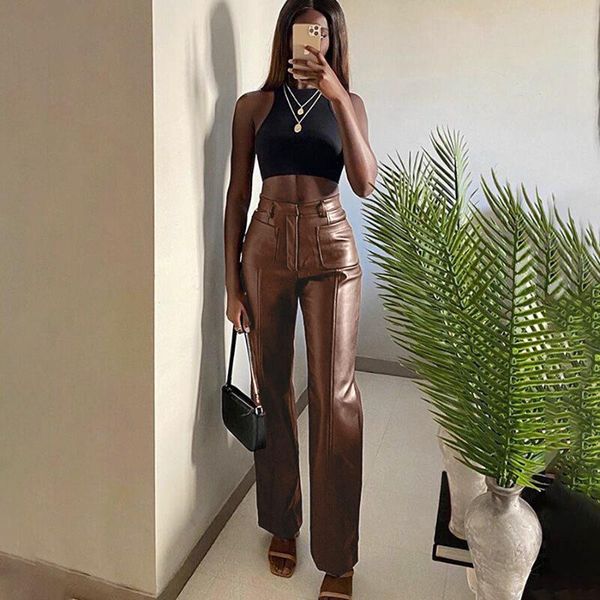 women's pants & capris 2021 style trousers autumn elegant retro high waist ladies faux leather straight slim casual, Black;white
women's pants & capris 2021 style trousers autumn elegant retro high waist ladies faux leather straight slim casual, Black;white