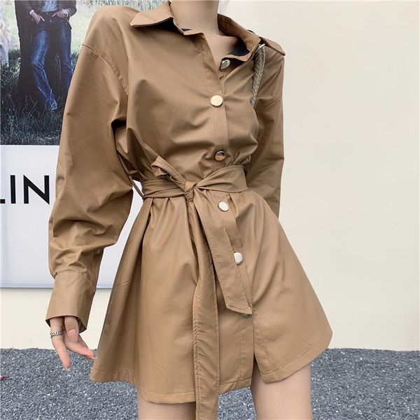 casual dresses women vintage front button sashes pu leather long sleeve mini dress 2021 spring autumn fashion clothes, Black;gray
casual dresses women vintage front button sashes pu leather long sleeve mini dress 2021 spring autumn fashion clothes, Black;gray
