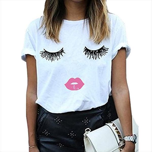 summer eyelashes lips fun women t shirts print short sleeve pattern cute female, White
summer eyelashes lips fun women t shirts print short sleeve pattern cute female, White