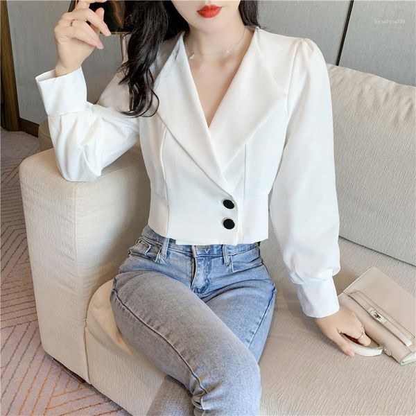 women's suits & blazers spring and autumn 2021 short high-waisted white shirt women design sense slim long-sleeved suit jacket, White;black
women's suits & blazers spring and autumn 2021 short high-waisted white shirt women design sense slim long-sleeved suit jacket, White;black